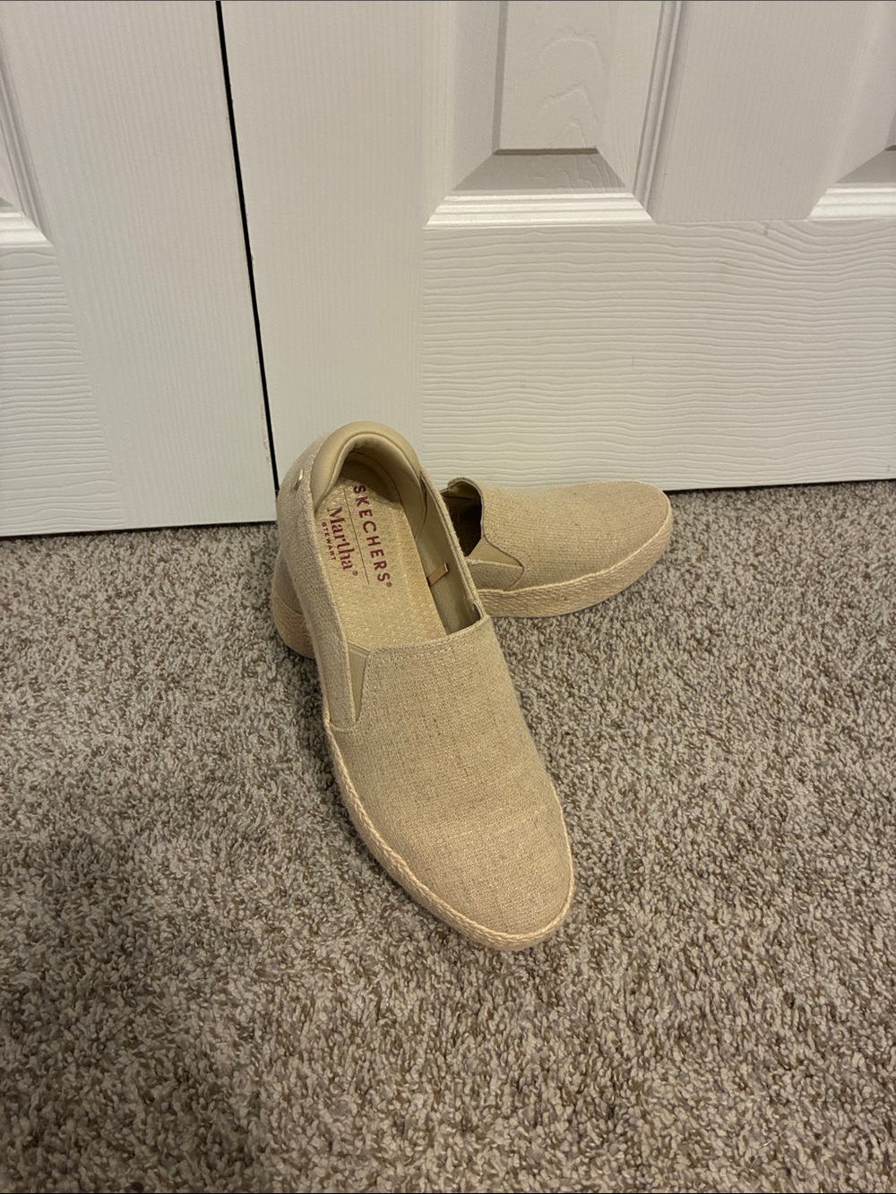Skechers Men’s Slip-On Canvas Loafers in Beige